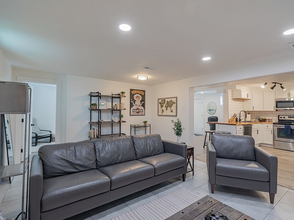 Opening living room that flows into the kitchen and dining space