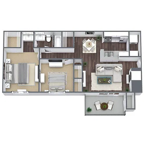 Floor plan B1: 2 Bed 1 Bath