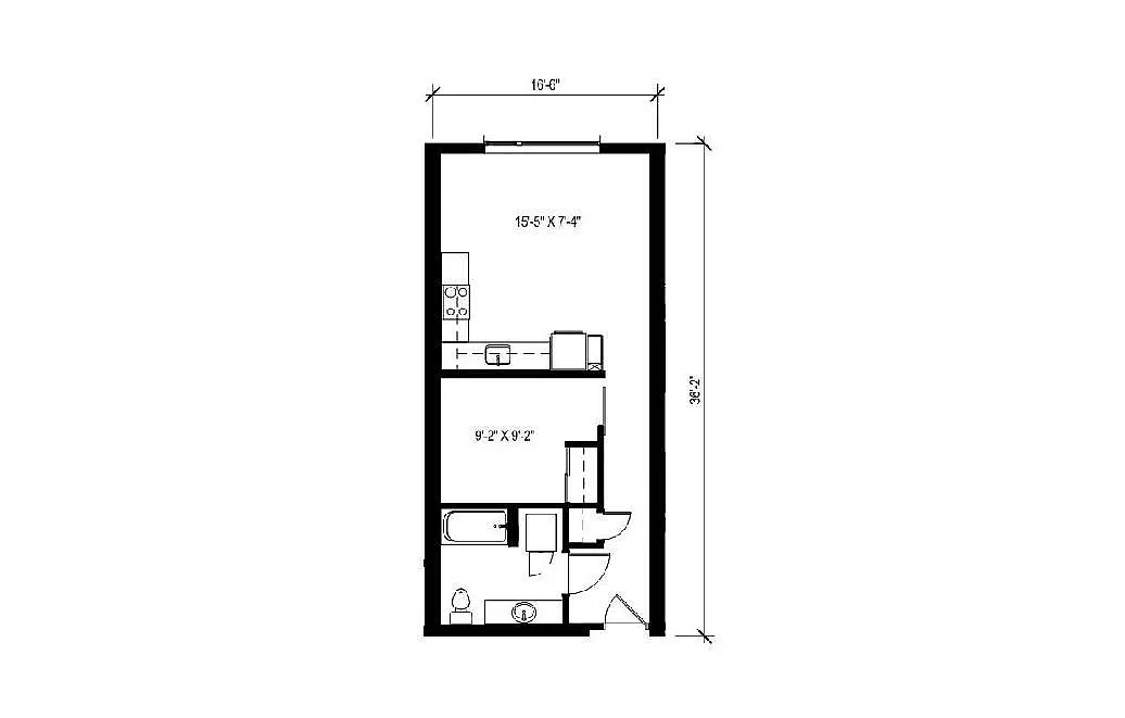 Floor plan Urban 1 Bedroom - U23