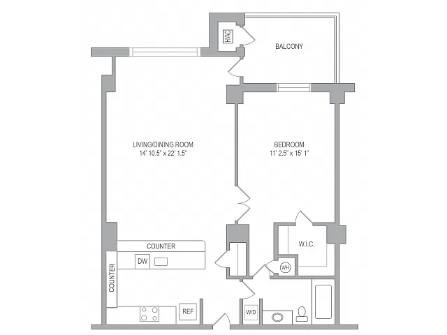 Floor plan 1BR/1BA FURNISHED (30-DAY STAY AVAILABLE)