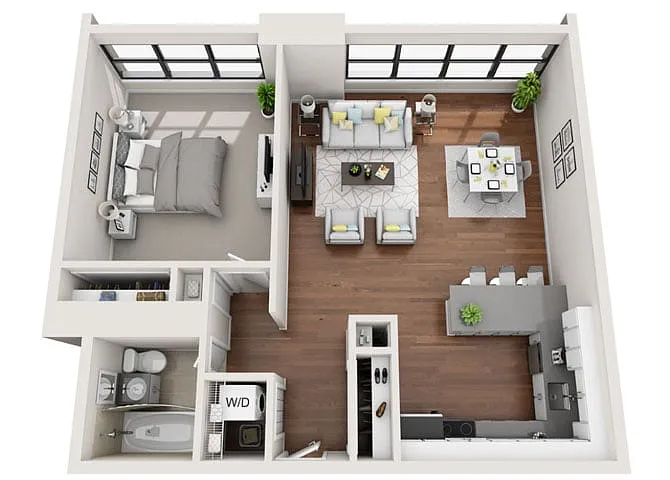 Floor plan Tier 7/13 (1BR/1BA)