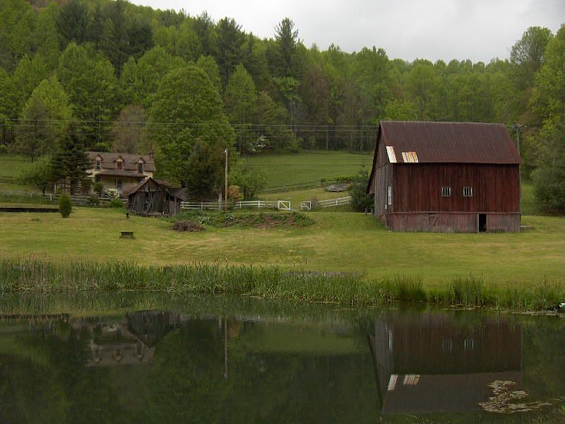 View of farm from pond