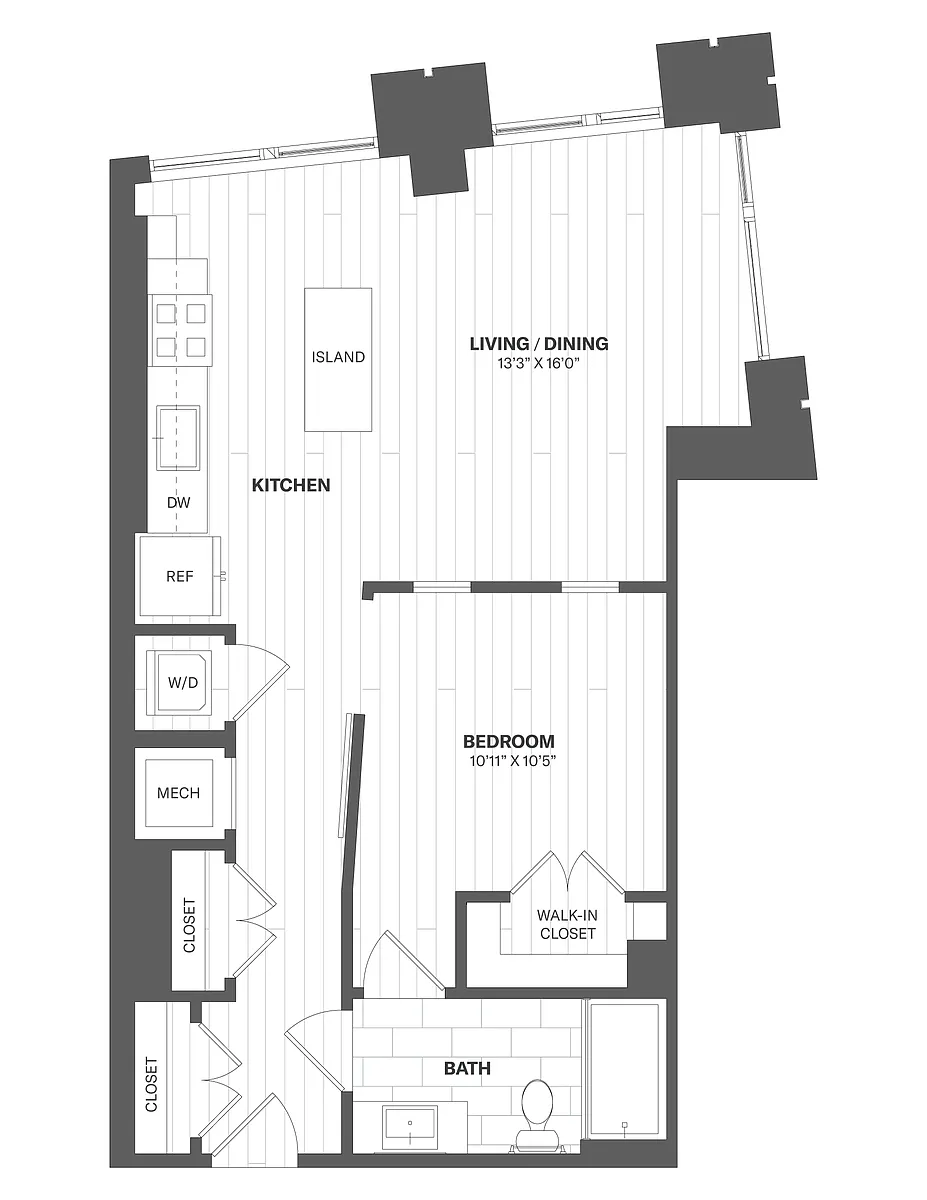 Floor plan 1D2 - 1 Bed/1 Bath