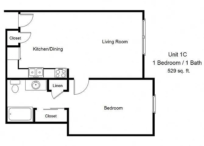 Floor plan One Bedroom - C