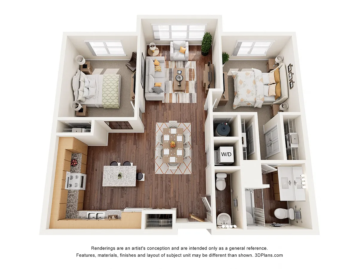 Floor plan Two Bedroom 2G