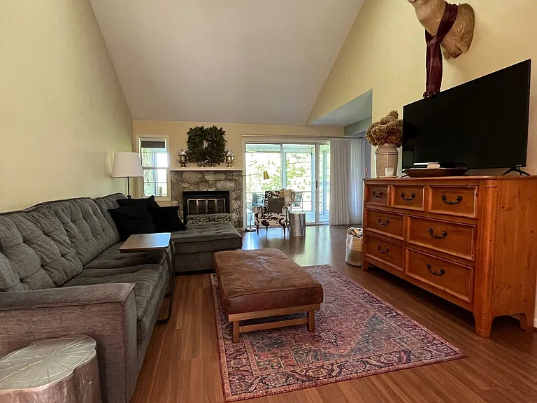 Living room showing skylights (with more furniture)