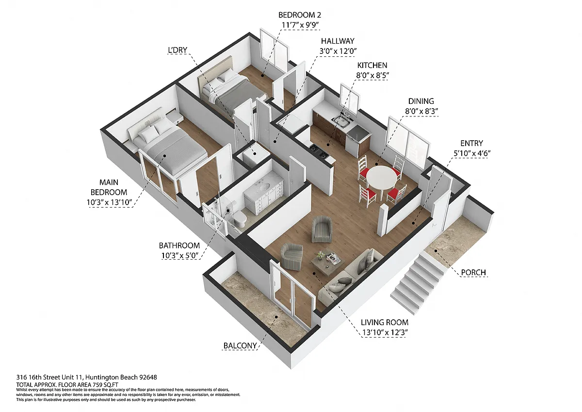 Floor plan 2 Bedrooms 1 Bathroom