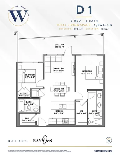 Floor plan 2 Bed 2 Bath - D1E