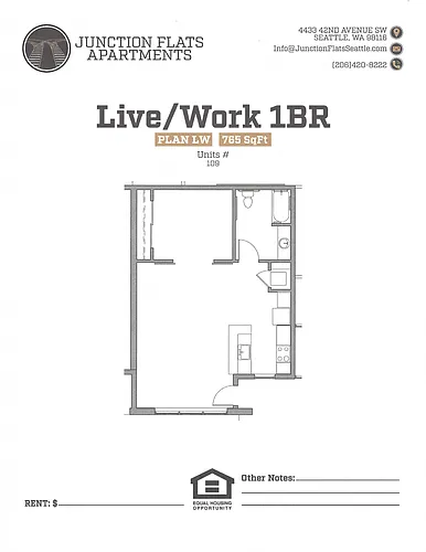 Floor plan 1 Bed 1 Bath U Flats