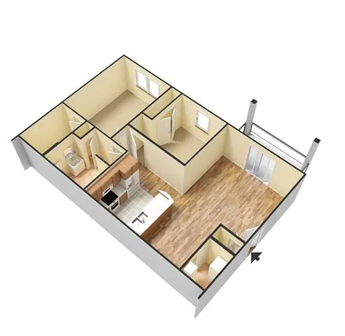 Floor plan Two Bedroom - One Bathroom