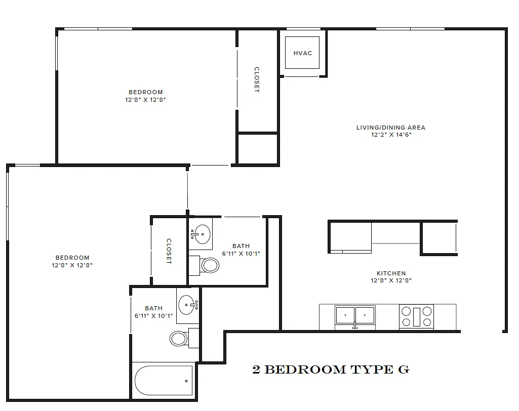 Floor plan 2 Bedroom - Type G