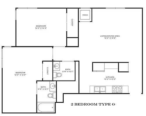 Floor plan 2 Bedroom - Type G