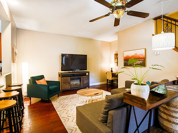 Shared living room with fireplace