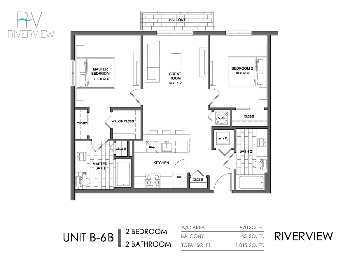 Floor plan Unit B6B | Balcony