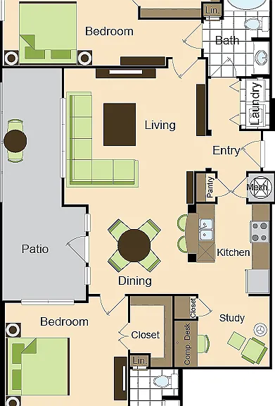 Two Bedroom Two Bath (1499 SF) Two Bedroom Two Bath (1499 SF)