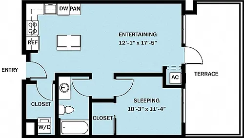 Floor plan 1 Bedroom 1 Bath B15