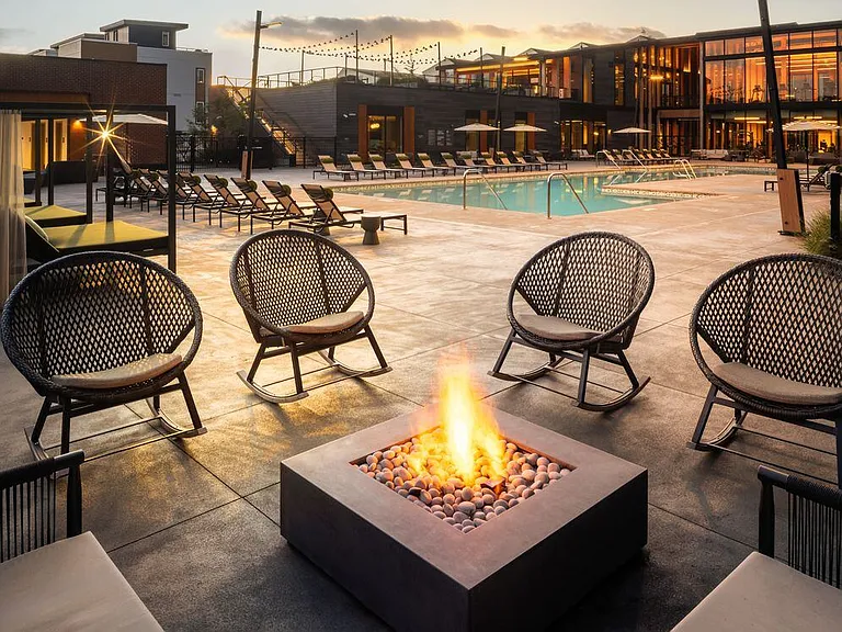 Pool with fire pit