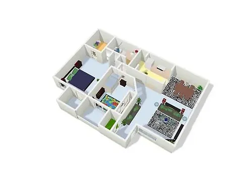 Floor plan 212 Fully Furnished 2 Bed 1 Bath