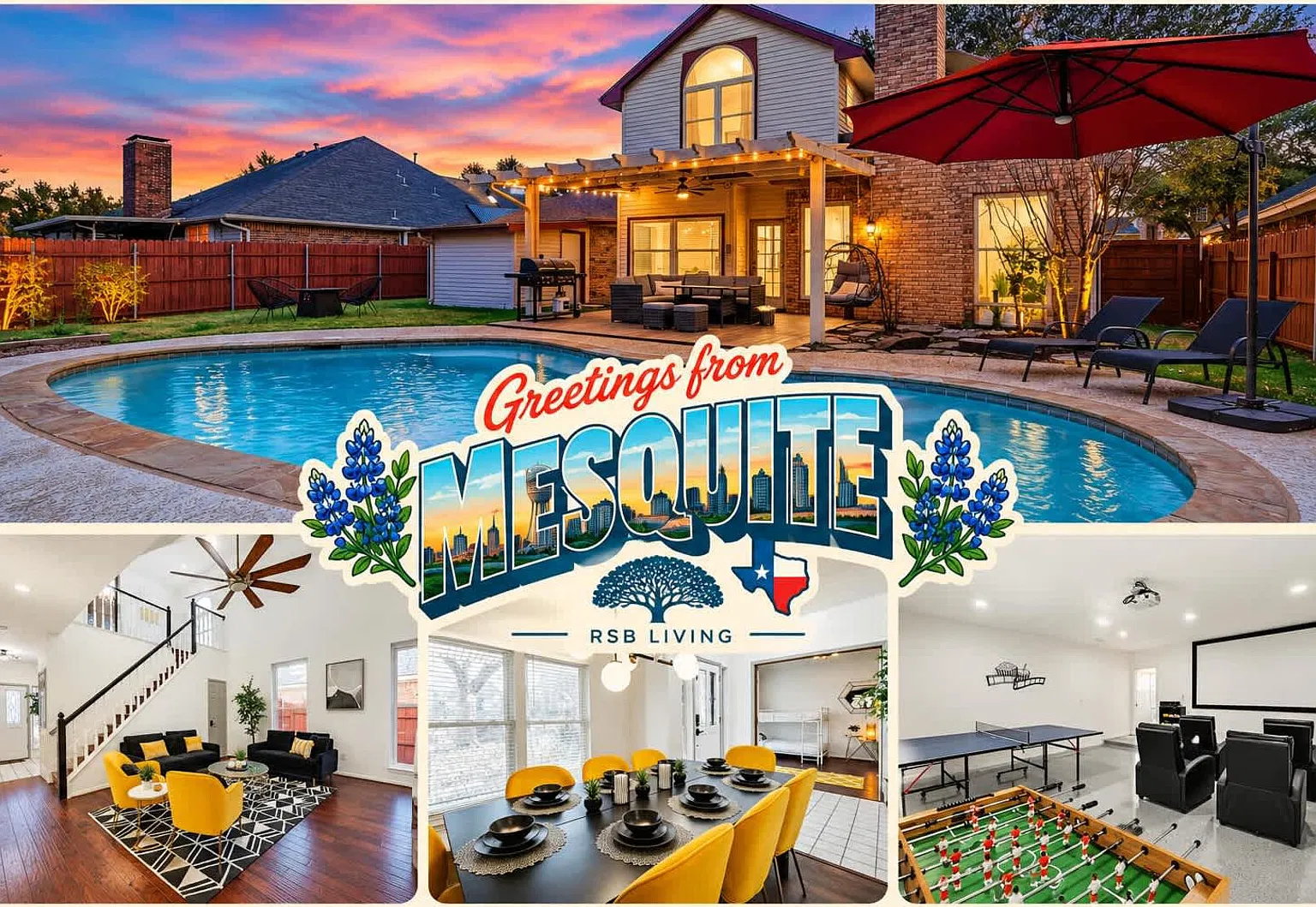 Glamorous 4BR/2.5B Home with Pool, Game Room & Fire Pit — Photo 1