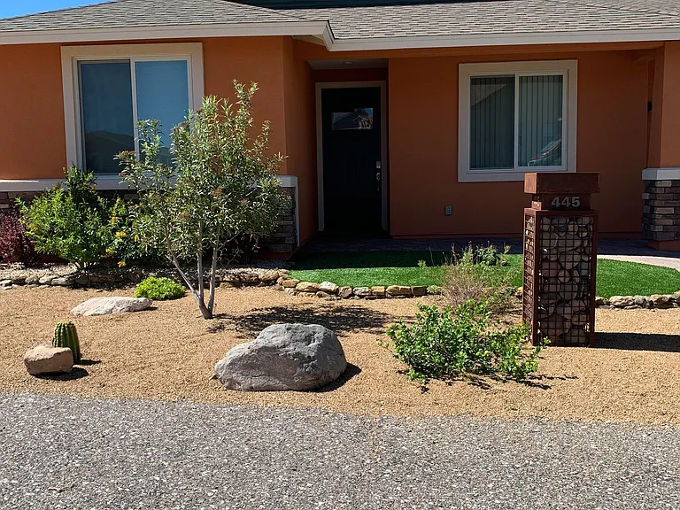 A direct view of the front of the home.