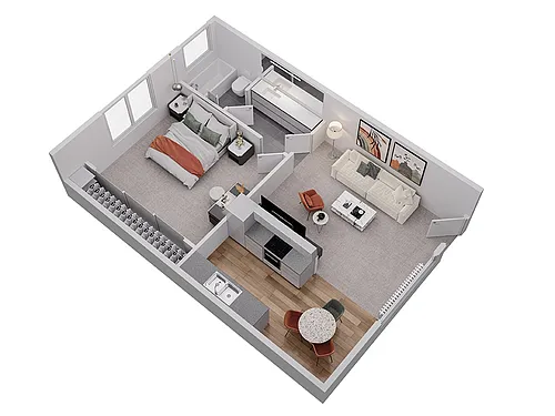 Floor plan 1 BEDROOM 565 SQUARE FEET