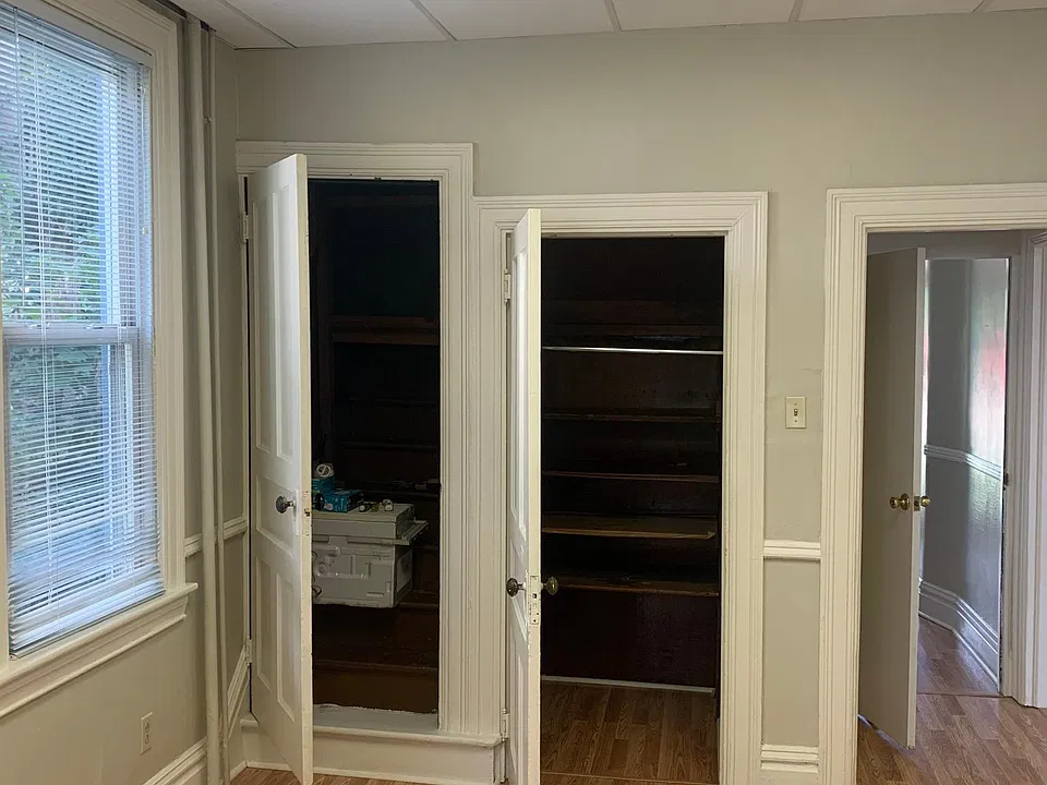 Storage closets in kitchen.