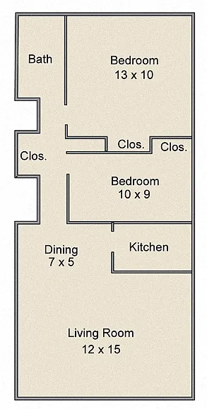 Floor plan 2 Beds/ 1 Bath