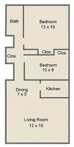 Floor plan 2 Beds/ 1 Bath
