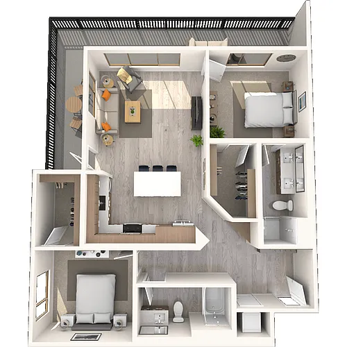 Floor plan B1 2x2-1177 SF