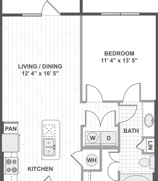 1 Bedroom 11D Floorplan Diagram