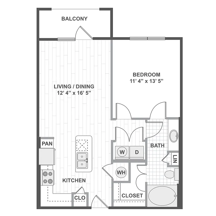 Floor plan 1 Bedroom 11D