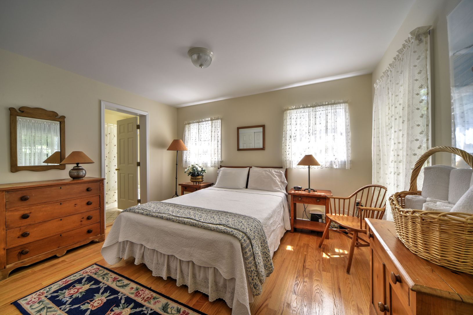  First floor junior suite with queen bed, flat screen tv, and private bathroom