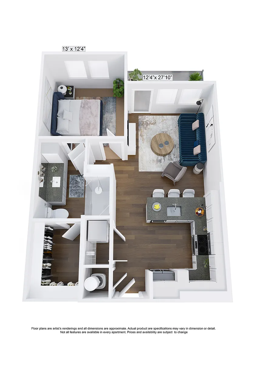 Floor plan Sincerely | 1 Bed | 1 Bath