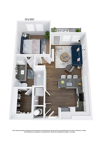Floor plan Sincerely | 1 Bed | 1 Bath