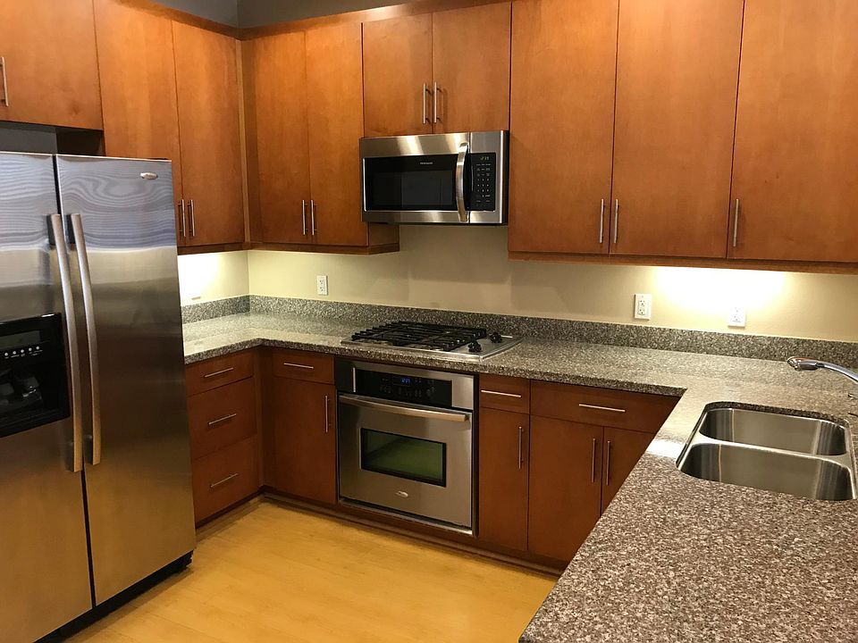 Kitchen with stainless steel appliances