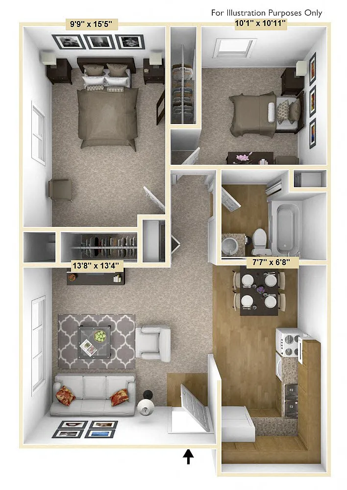 Floor plan Two Bedroom Barrier-Free