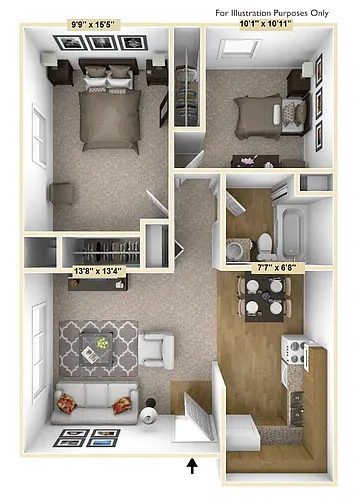 Floor plan Two Bedroom Barrier-Free