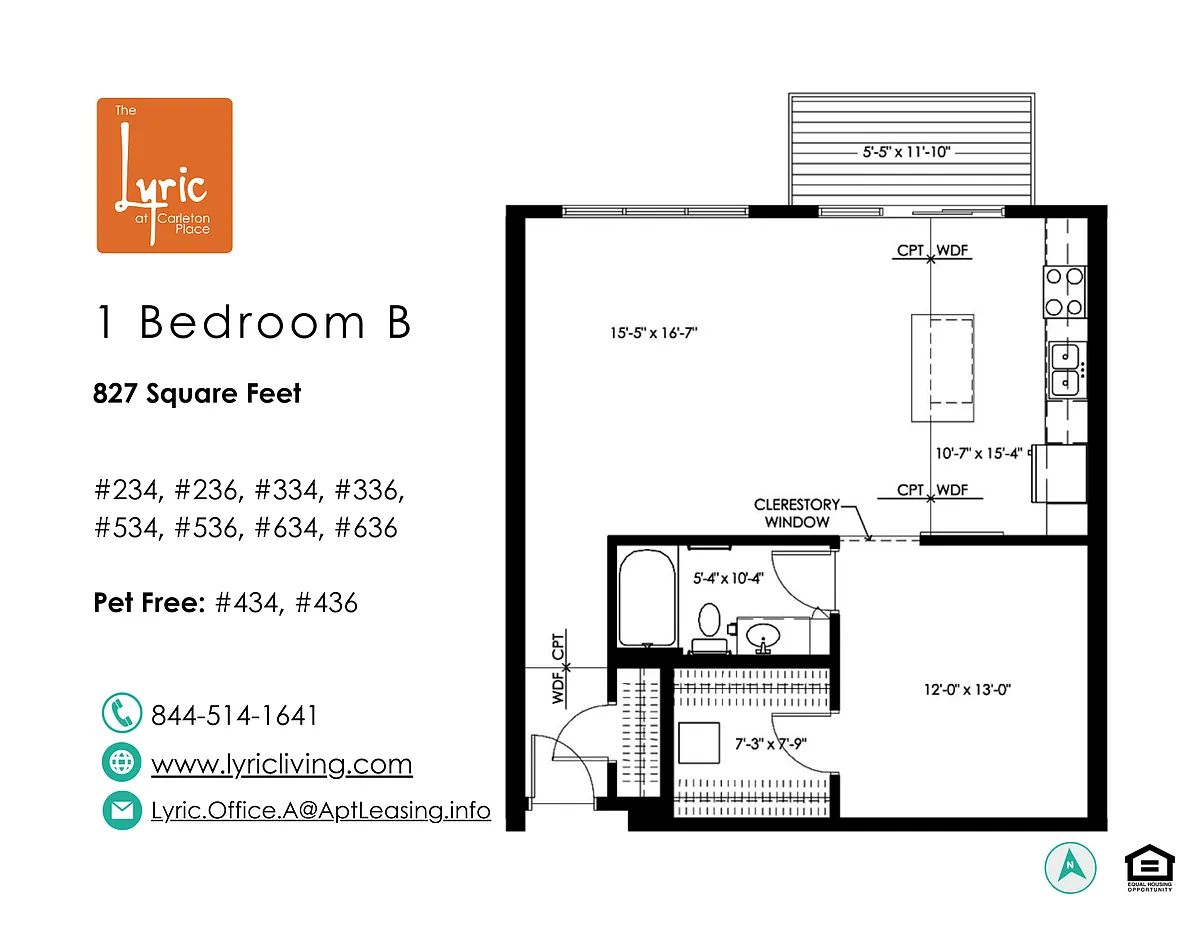 Floor plan 1 Bedroom B