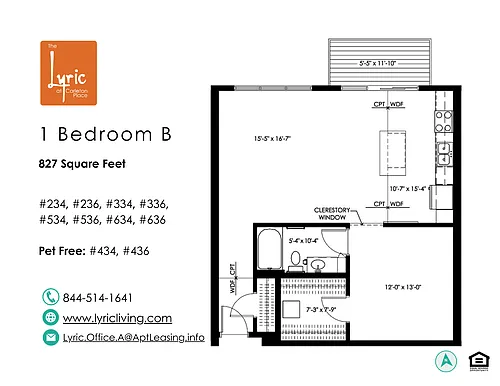 Floor plan 1 Bedroom B