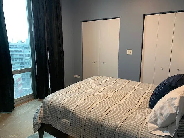 Queen bed - all furnishings and bedding included. Twin built-out closets (option to bring own bedding).
