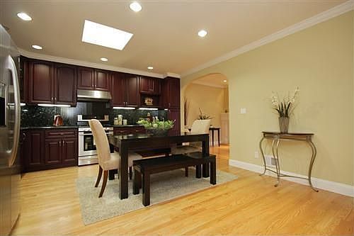 Open kitchen with dining area
