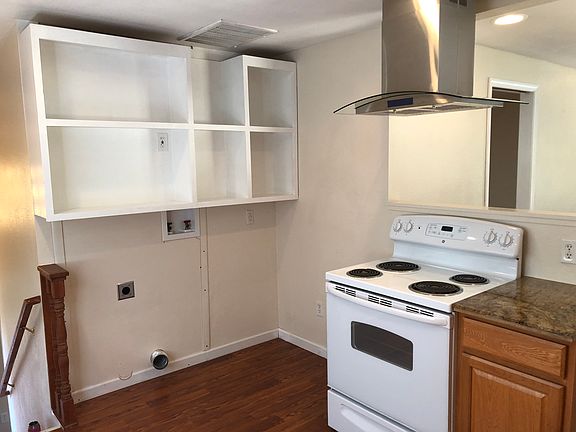 Kitchen again. This is to show where the washer and dryer will be located under the shelf unit.