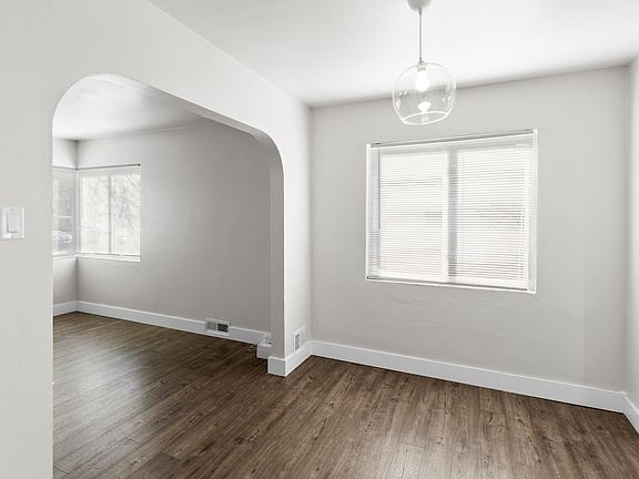 Dining room and living room viewed from hallway