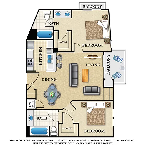 Floor plan 2 Bed 2 Bath