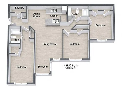 Floor plan Three Bedroom