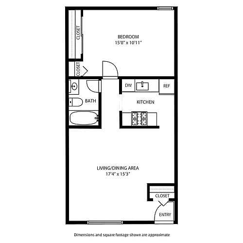 Floor plan 1 Bedroom / 1 Bath