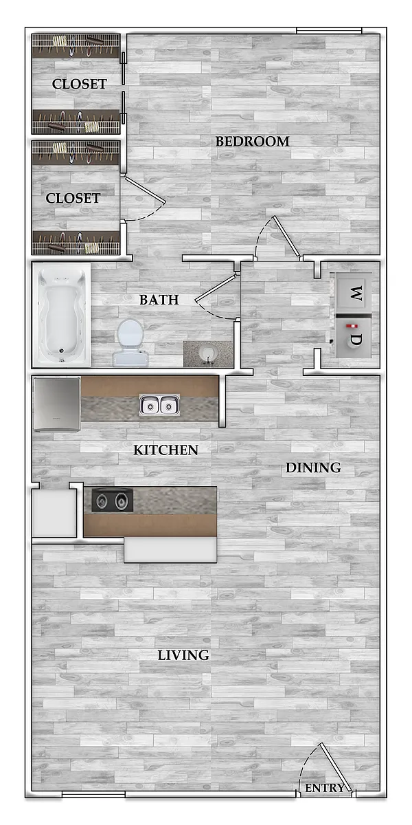 Floor plan 1x1 682 SF