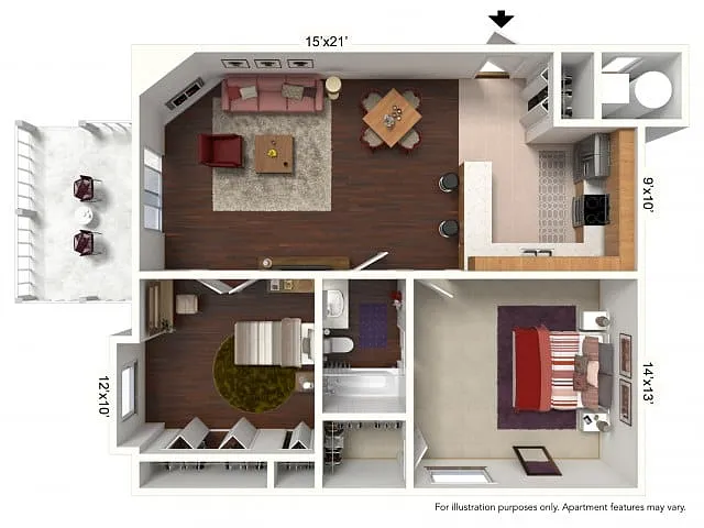 Floor plan B Plan - 2 Bed/1 Bath*