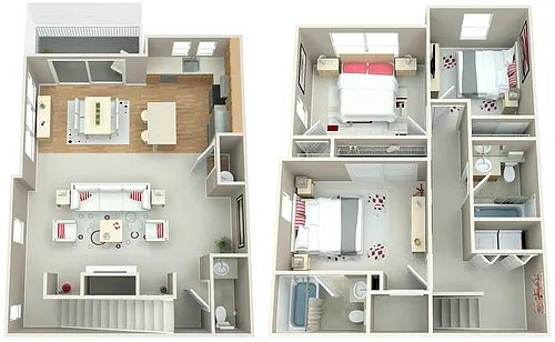 Floor plan Three Bedroom Townhome