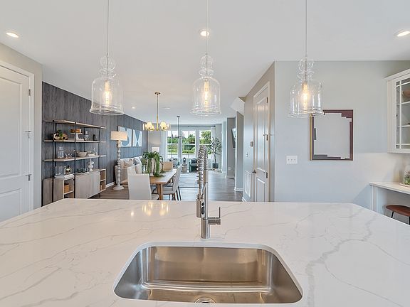 Island with pendant lighting